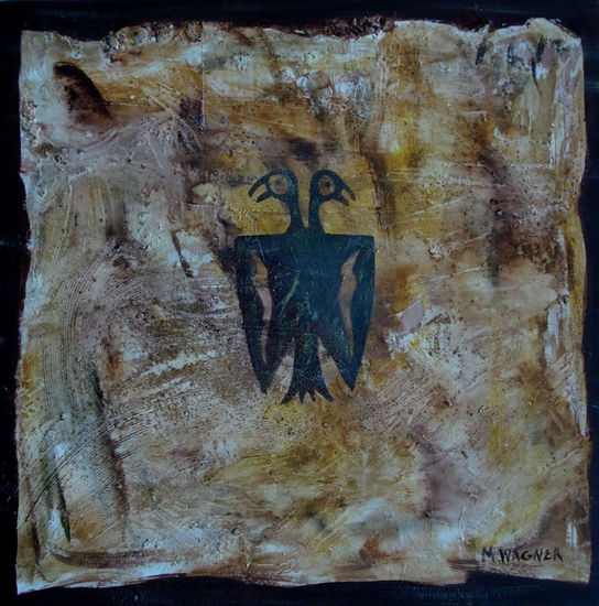 |Aguila Precolombina| Mixed media Textile Figure Painting