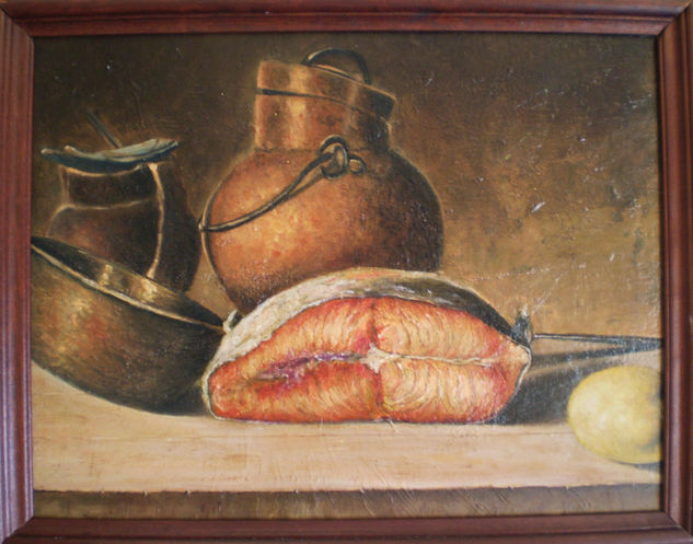 bodegón con salmón Oil Others Still Life Paintings