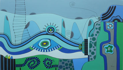 Paisaje azul y verde