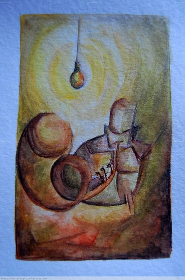 Serie Musicos III. Trombon. Mixed Media