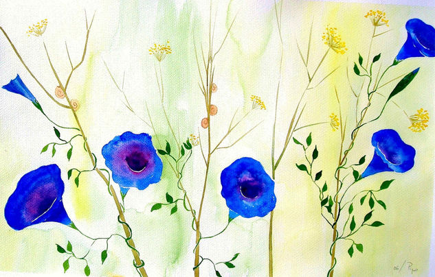 campanillas azules Watercolour Paper Floral Painting