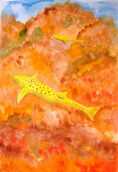 tiburones de lunares Watercolour Paper Marine Painting