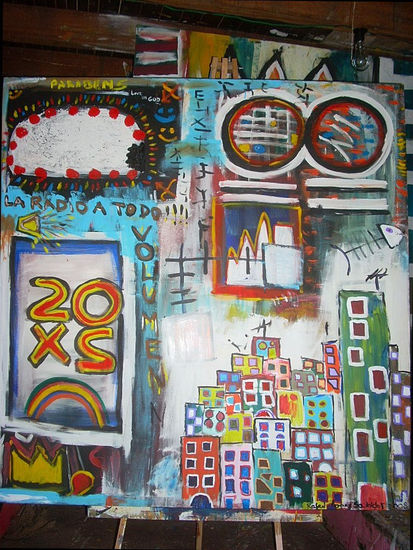 La radio a todo volumen Acrylic Canvas Figure Painting