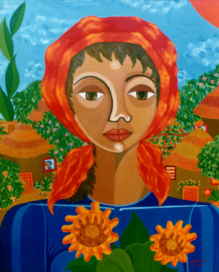 Los girasoles de la esperanza Oil Canvas Portrait