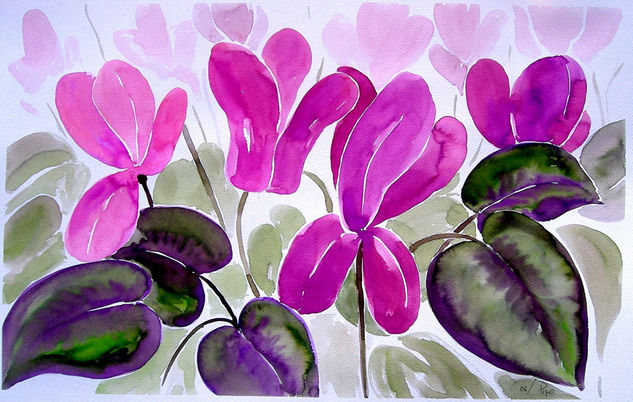 ciclamen - vendido Watercolour Paper Floral Painting