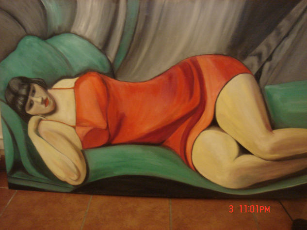 MUJER DE ROJO Oil Canvas Landscaping