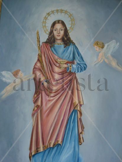 Santa Agata de Catania Óleo Tabla Figura