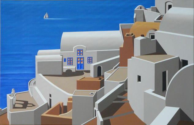 Santorini Oil Canvas Landscaping