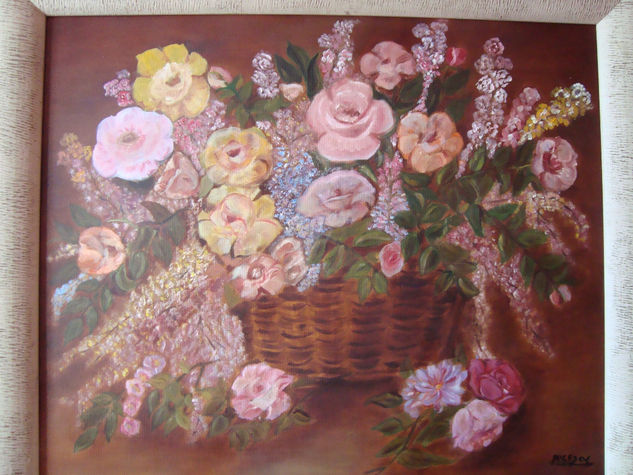 canasta de flores Oil Canvas Landscaping