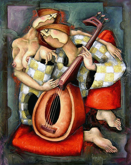 Concierto para una musa soñada Pastel Paper Figure Painting