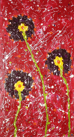 Flores rojas Acrylic Canvas Landscaping