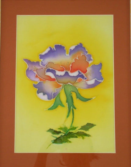 Amapola en morado. Ink Textile Floral Painting