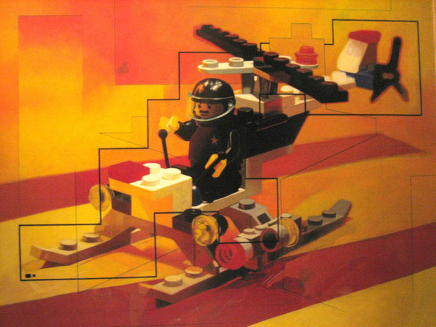 Lego Oil Panel Figure Painting