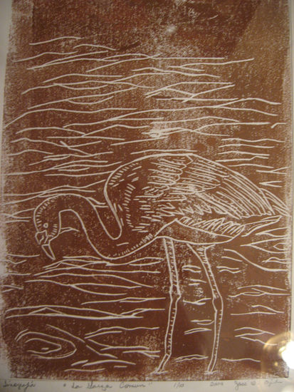 La Garza Común Linocut