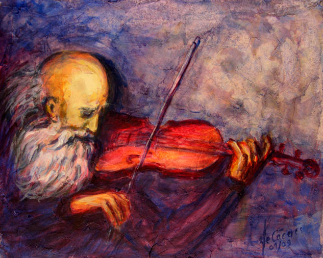 el viejo violinista Acrylic Panel Figure Painting