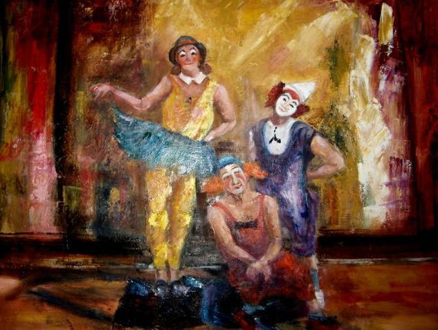 Pallasos del circo Soley Óleo Lienzo Retrato