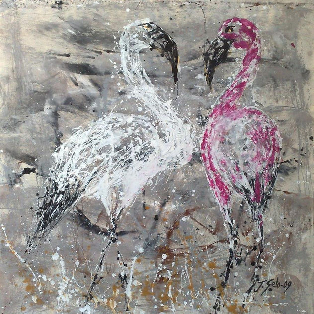 2 flamencos en la marisma