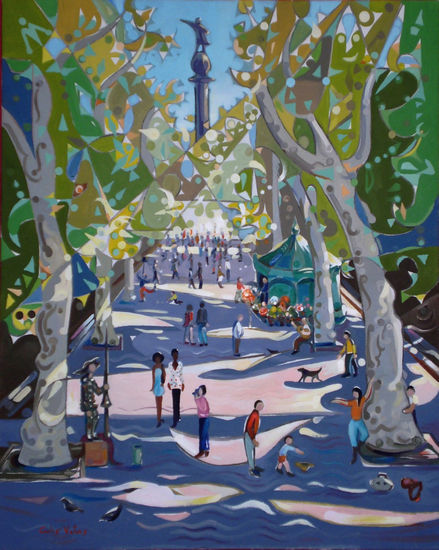 Rambla primaveral - Spring's Rambla Oil Canvas Others