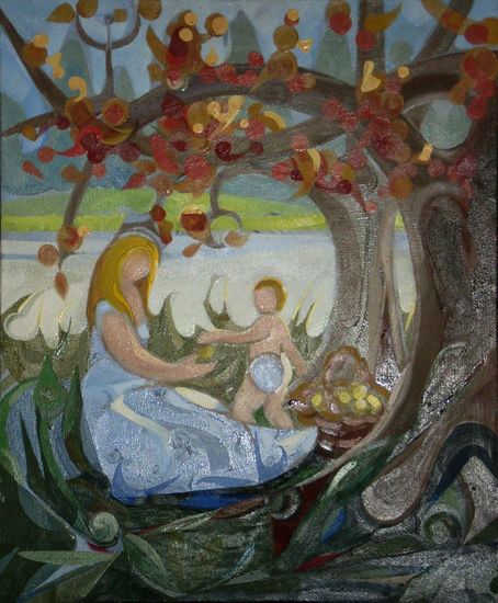 Madre e hijo en el bosque-  Mother and Child at the forest Óleo Lienzo Otros