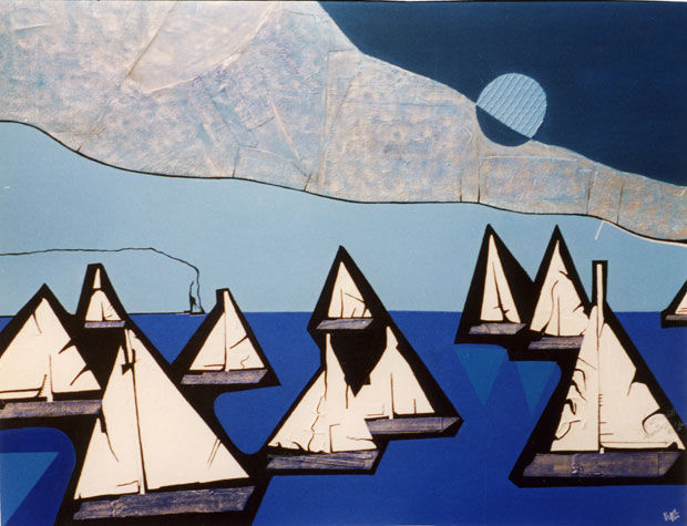 Regata nocturna en Jávea Acrylic Canvas Marine Painting