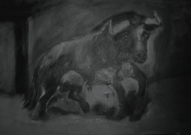 Toro Óleo Cartulina Animales