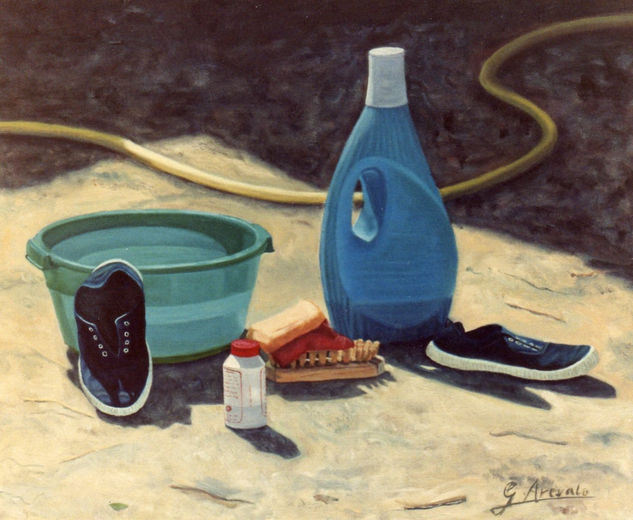 Bodegon con zapatillas Oil Canvas Still Life Paintings