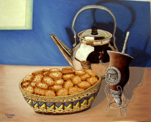 La hora del mate Oil Canvas Landscaping