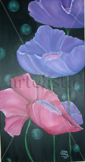 Flores y Burbujas Oil Canvas Landscaping