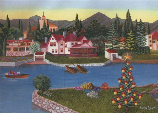 navidad en el lago Acrílico Lienzo Paisaje