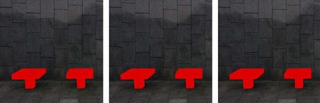 Rojo sobre gris