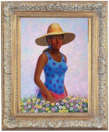 india dominicana con flores Oil Canvas Landscaping