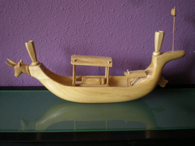 Barco mortuorio egipcio Carving Figurative