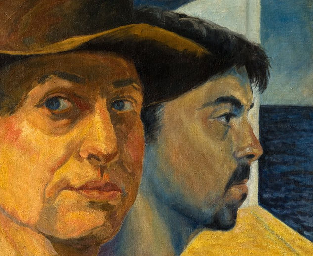 Hopper y yo Oil Canvas Portrait