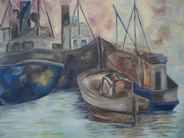 Barcos 2 Oil Canvas Landscaping