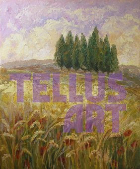 Cipreses y amapolas Oil Canvas Landscaping