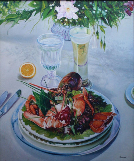 Bodegón de mariscos Oil Canvas Still Life Paintings