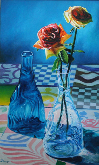 Flores en vasija Oil Panel Floral Painting