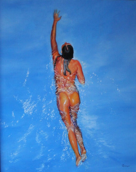 El baño: Oil Canvas Figure Painting