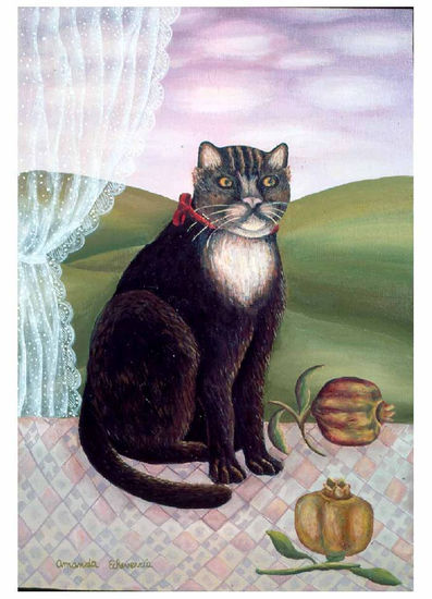 Gato negro Oil Canvas Animals