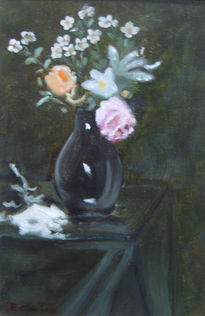 Botella con flores