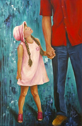 Papá y yo Oil Canvas Figure Painting