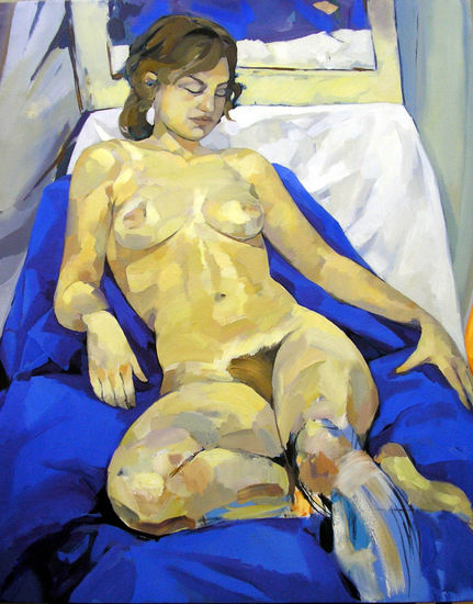 Modelo dormida. Oil Canvas Nude Paintings