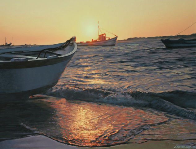 PUESTA DE SOL (SANLUCAR) Gouache Papel Paisaje