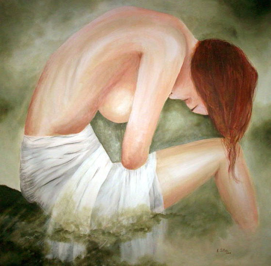 baño termal Acrylic Canvas Nude Paintings