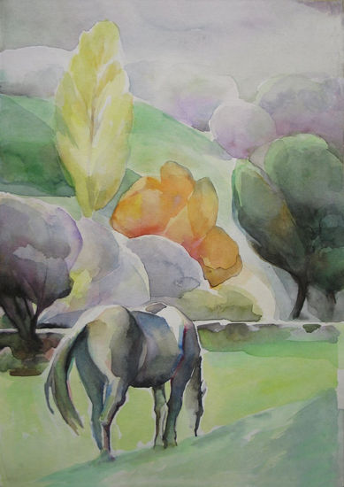 Caballo en Canseco. Watercolour Paper Animals