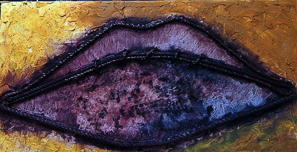 Labios cosidos Óleo Lienzo Retrato