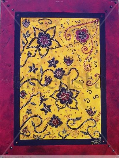 "India" Acrylic Canvas Floral Painting