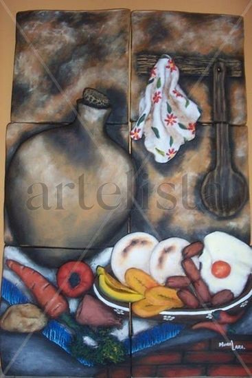 mural arepas Terracotta Figurative