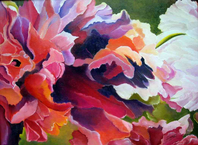 Peonía II, Elvira Margalef, Reus Oil Canvas Floral Painting