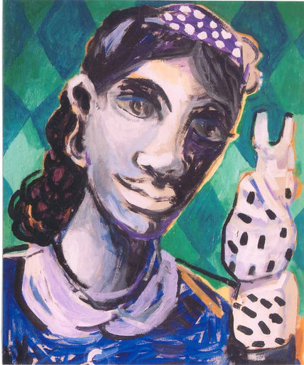 Mujer y escultura